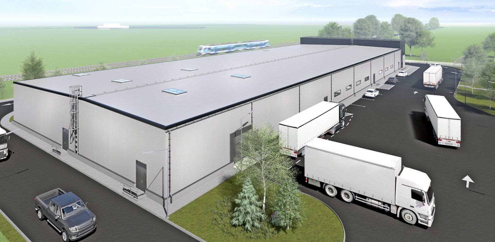 Curtea logistică cu circulație TIR perimetrală – randare